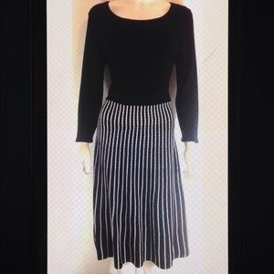 💋Evan Picone Black Label Knit Striped Midi Dress